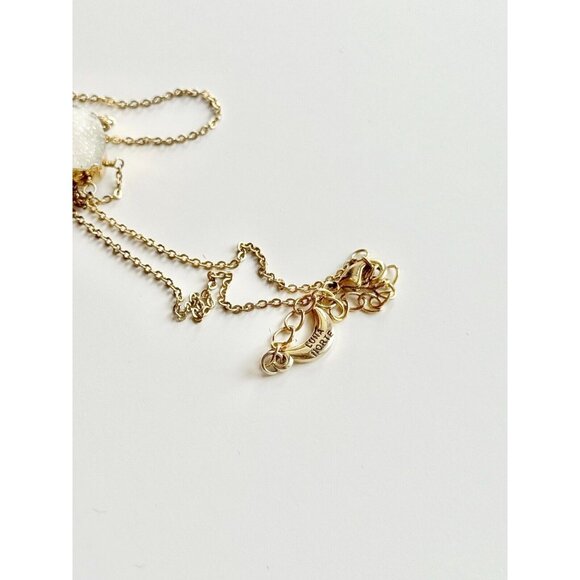 LUNA NORTE 14K Gold Plated Frosted White Teardrop Cabochon Pendant Necklace - Picture 4 of 9